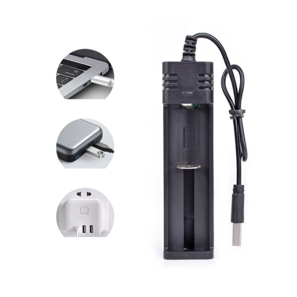 Ny USB li-ion batterioplader 3.7V til 1 stk 18650 16340 14500 26650 Lithium batterioplader Genopladelig 500mA