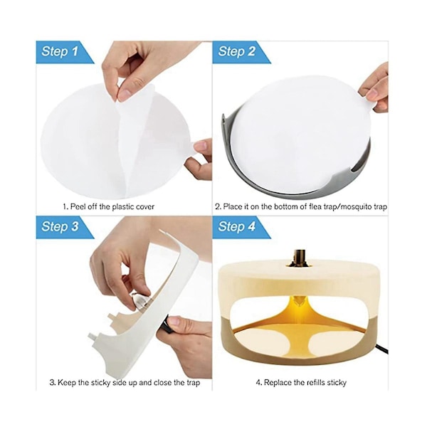 50 stk. Loppefelle Refill Disker Erstatningsbrett, Passer de fleste modeller Sticky Dome Loppefeller for