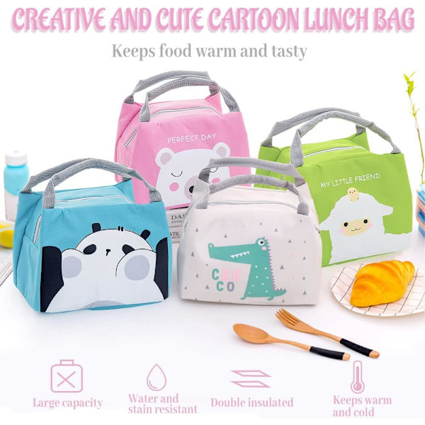 Lunchväska för flicka, Mini Isotherm Lunch Bag, Kylväska Barn, Picknickväska Söt, Vattentät Lunchväska, Fällbar Lunchväska för Arbete Skola Picknick Pink