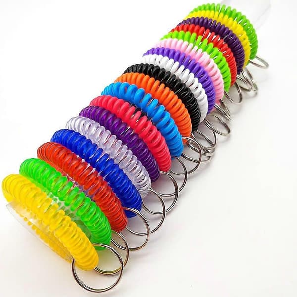 Multi-farve Stretch Plast Spiral Håndledsbånd Armbånd Ringe til ID-badge Udendørs