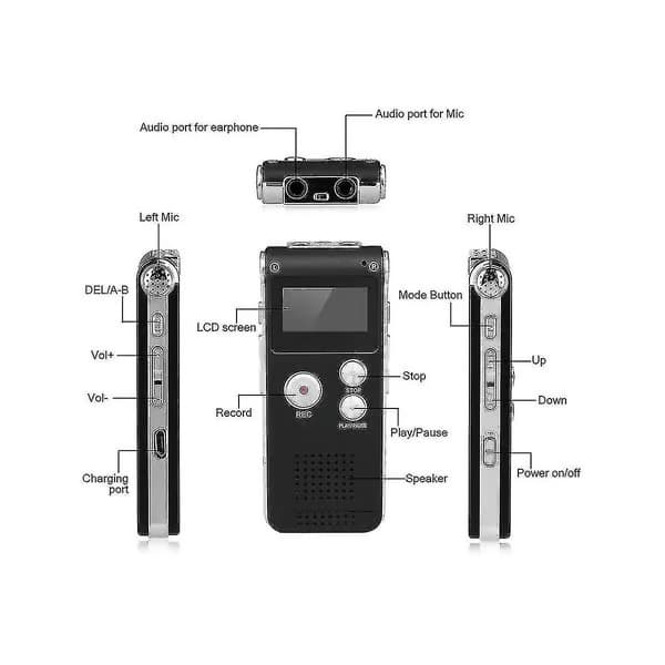 Paranormal utrustning Digital EVP röstaktiverad inspelare USB 8GB (svart)