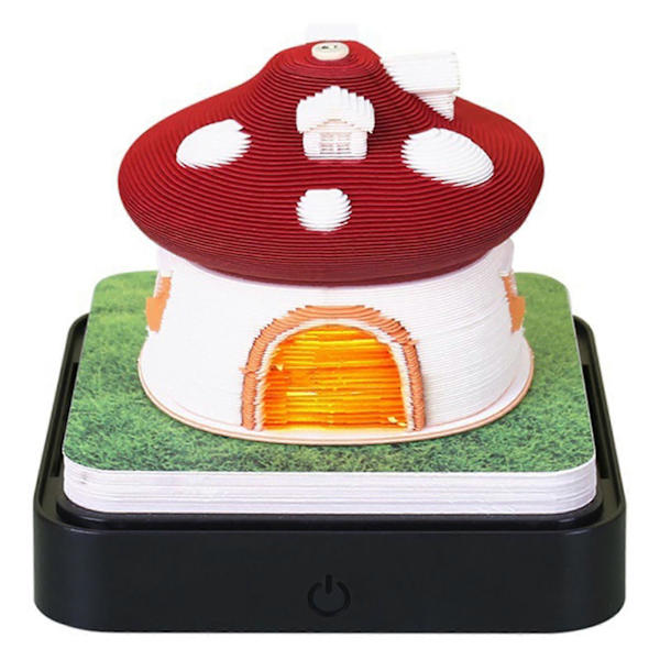 2024 Kalenteri Muistilehtiö Valoilla Mielenkiintoisen Muotoinen 3D-Kalenteri Muistilehtiö Perheelle Ystävälle Naapurille Lahjaksi Mushroom House Red