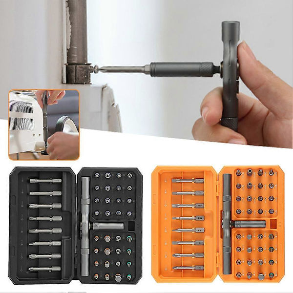 42 i 1 magnetisk skruetrækkersæt, industriel kvalitet, mini reparationsværktøjssæt med opbevaringsboks til elektronikreparation Orange