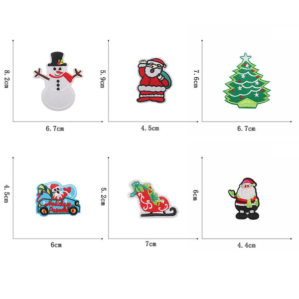 Julklappspatchar att sy eller stryka på, broderade, 18 st, julgran, söta applikationer för kläder