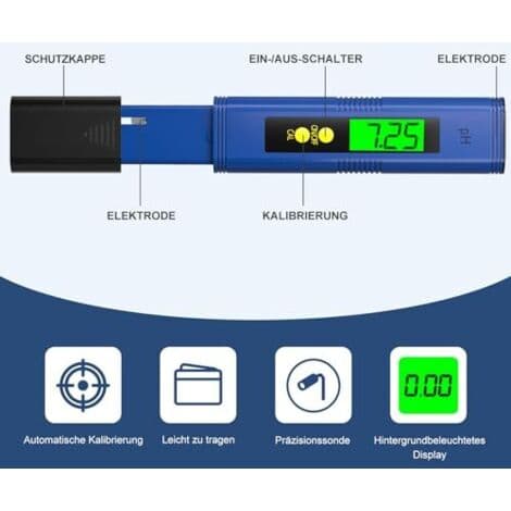 4-i-1 pH/TDS/EC/Temperatur Tester til Akvarium, Swimmingpool og Drikkevand