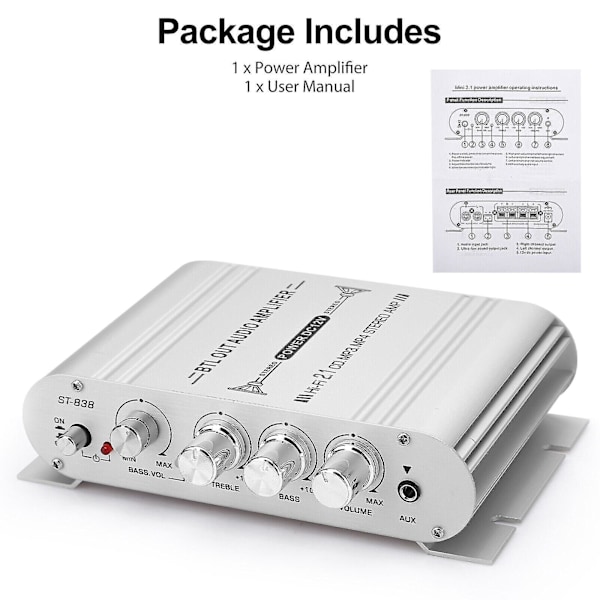 12v 400 Watt Bil Audio Stereo Forstærker 2.1 Kanal Hifi Højttaler Strømforstærker System Udendørs