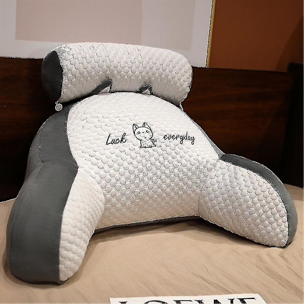 Læsepude til seng Ryglæn Lændestøtte Arm Sædepude Lounger Pude Grey 60*40