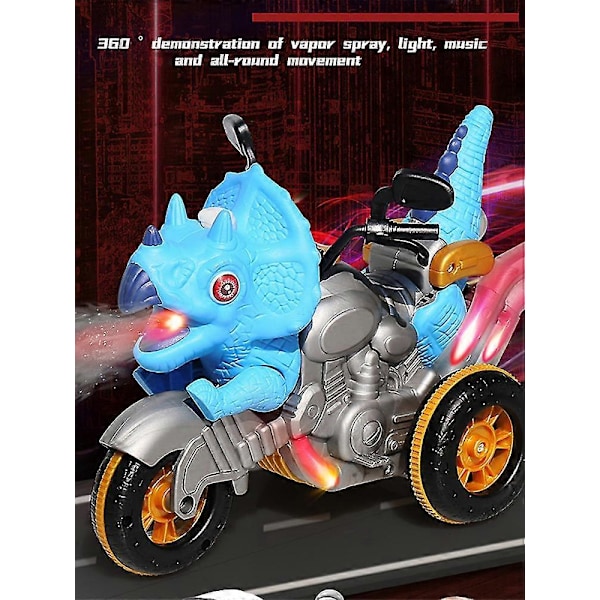 Dinosaur Motorcykel Pojkar Presenter Barn Leksak Fjärrkontroll Diy Kreativ Deformation Bil Leksaker Blue A