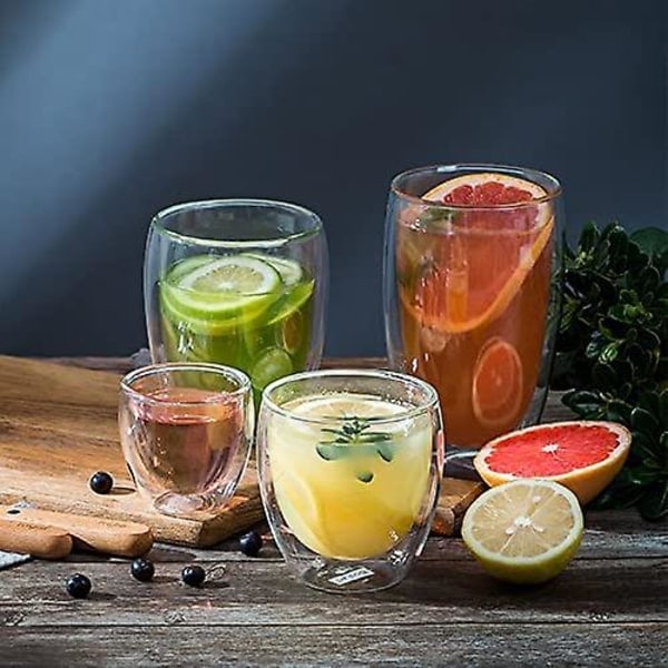 Glas Kaffekopper, Dobbeltvæggede Isolerende Termokrus Drikkeglas Til Te/kaffe/latte/cappuccino/cafe/mælk (250ml/8.5oz)