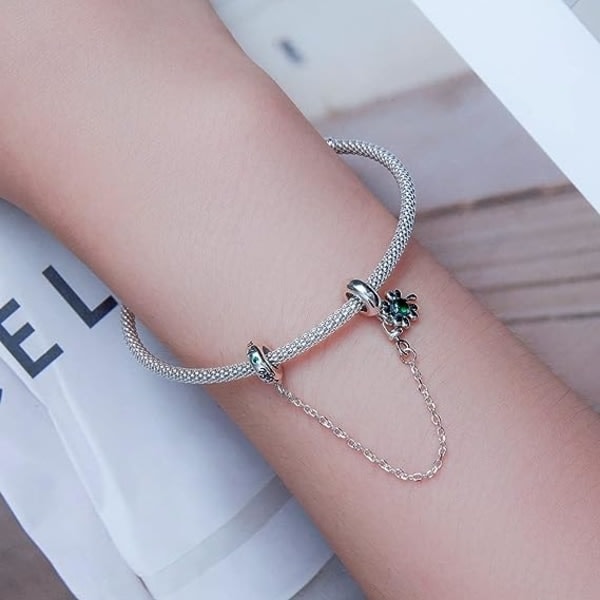 Sikkerhedskæde med clips til Pandora armbånd i sterlingsølv Valentinsdag Halloween Jule Charm Kærlighed Kors Blomst Sikkerhedskæde til kvinder