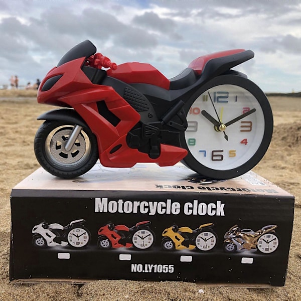 Kreativ Motorcykelformad Kvarts Klocka Väckarklockor Tidmätare Skrivbord för Hem Barnrum Väckningstid Klockor Prisgåva