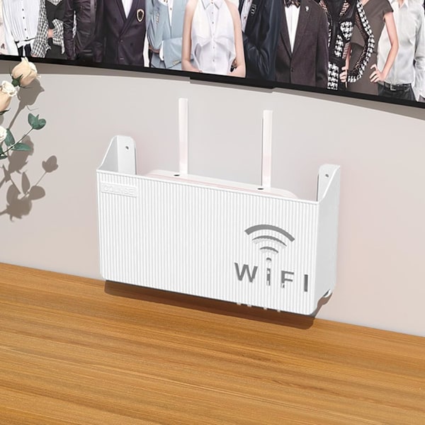 WiFi Router Opbevaringsboks, Væghængt WiFi Opbevaringsboks, Router Opbevaringsshelf, Opbevaringsbokse Shelf til Soveværelse Stue