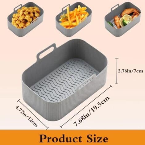 Tilbehør til airfryer-kurv - 2 stk. gjenbrukbart airfryer-formtilbehør, flat non-stick airfryer, dobbeltroms airfryer-form