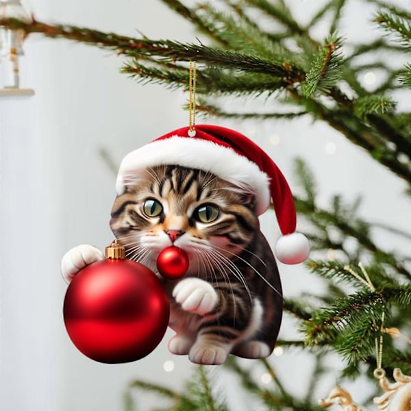 Tecknad Söt Katt 2023 Julgransprydnader Hängande Dekoration Gåva Jul Hängande Träd Personlig Hänge Festtillbehör A4