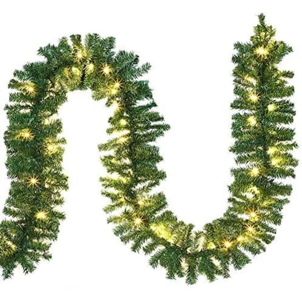 Julgirlang 2,7 m girlang 30 LED-lampor Jul inomhus utomhus juldekoration gran girlang varmvit
