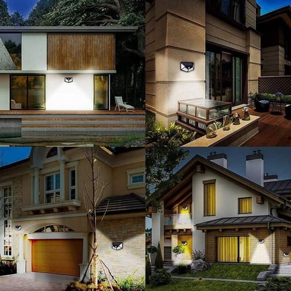 2 stk. utendørs solcellelampe 100 LED, med bevegelsessensor, IP65 vanntett utendørs, med 3 moduser, for hage, gjerde, terrasse