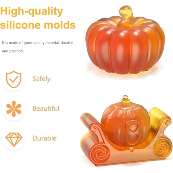2 stk. Halloween Græskar Lysforme 3D Silikone Græskarform DIY Lysfremstilling Håndværk Gave til Halloween Thanksgiving Dekorationer