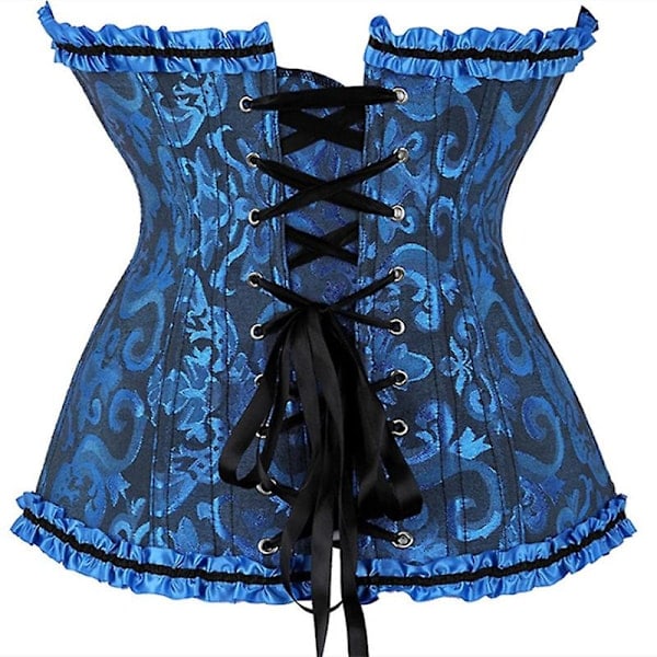 Mimigo Dame Blonde Med Snørelukning Bagpå, Stilfuld Blomstret Korset til Kvinder, Lingeri Bustier Top Plus Size BLUE L