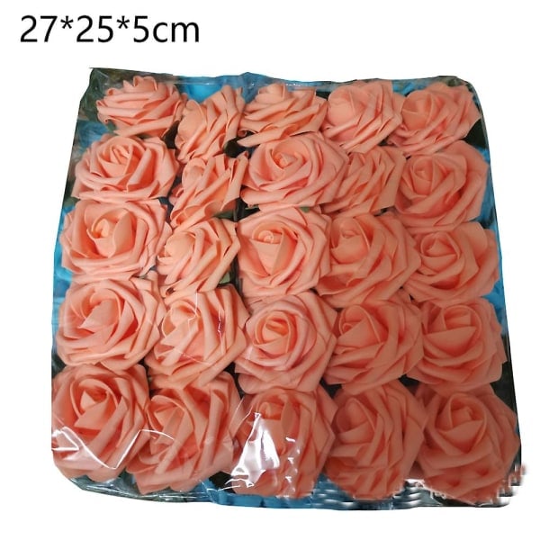 Kunstige Blomster 25 stk. Falske Roser med Stilker og 2 Blader for DIY Bryllupsbuketter Festdekorasjon Orange