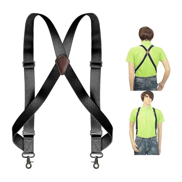Herre Seler Drejelig Krog X-formet Elastisk 1.4\" Bred Justerbare Seler Black
