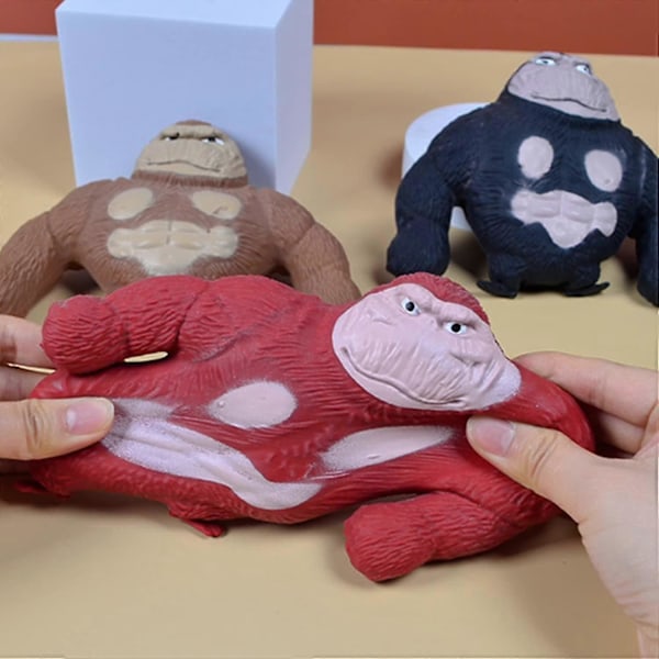 Strækbare Abe Legetøj, Splat Abe Stressaflastende Legetøj, Klem Abe Splat Legetøj, Stressaflastende Fidget Legetøj Stress Klem Gorilla Legetøj Red