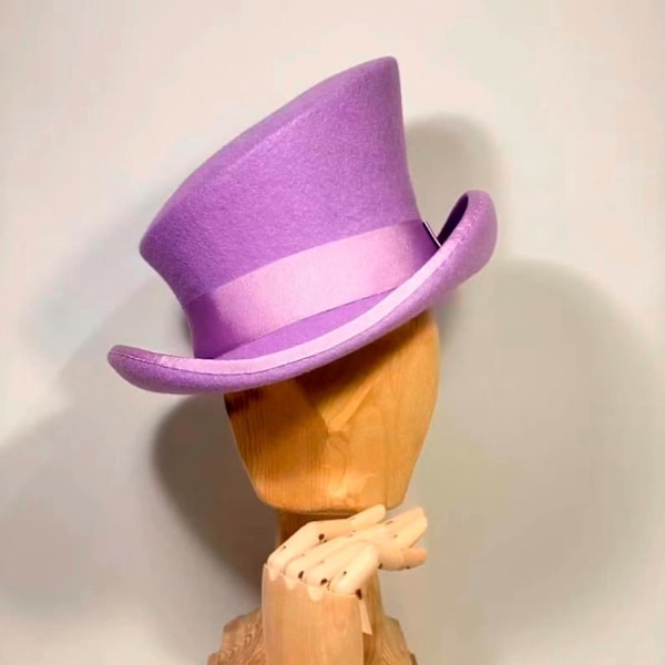 Asymmetrisk Topphatt Ullhatt Dame Herre Unisex Hatt Steam Punk Hatt Topphatt Mote Bånd Dekorativ Hatt Dekk Hode For Menn-yu Pink One Size