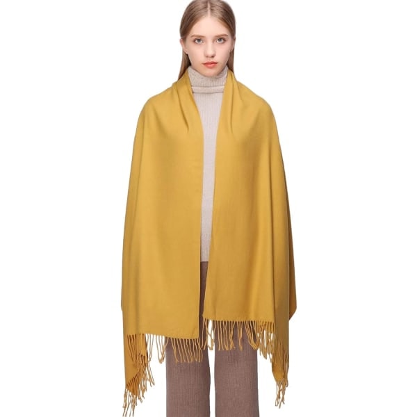 Dame Tørklæder Pashmina Sjaler og Slå-om til Bryllup Tørklæder til Kvinder Vinter Mustard
