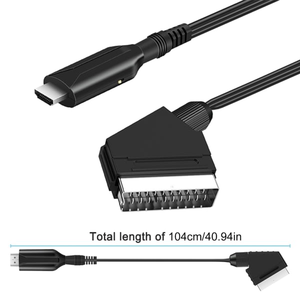 1080P SCART til HDMI-kompatibel konverteradapter, SCART-indgang til HDMI-kompatibel udgang Video Audio Converter-kabel