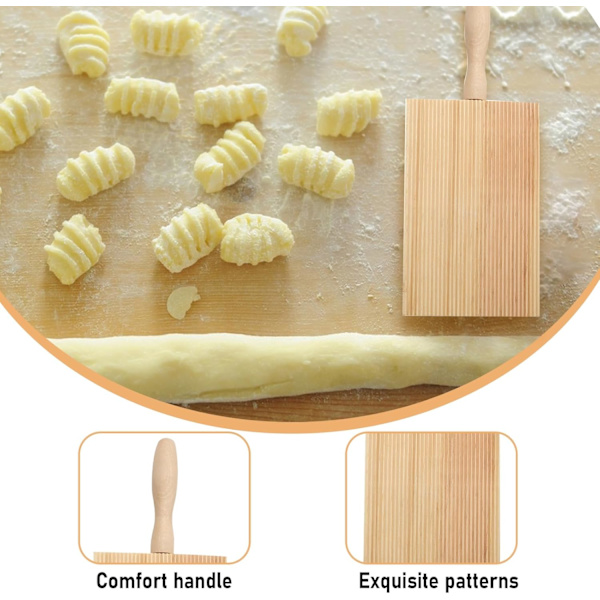 4 st brädor, träsmörpaddlar, multifunktionsskrapa, pastamaskinbräda, hushållsbräda, gnocchirulle för pasta