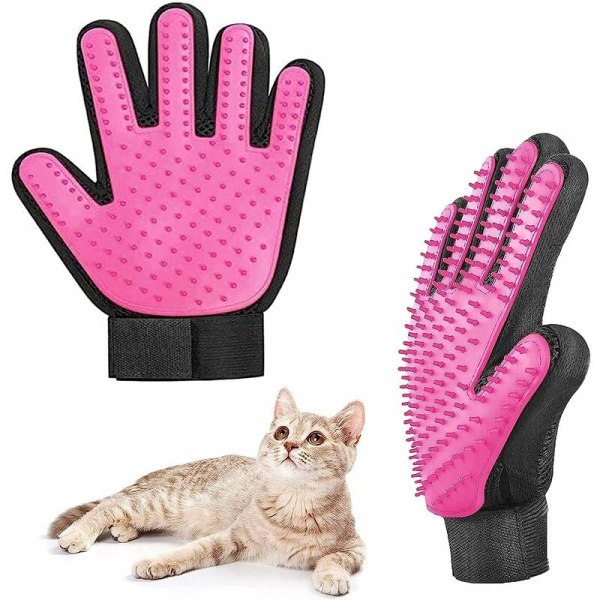 Pet Grooming Mitt, Pet Cleaning Mitt, Dog Brush Mitt, Cat Grooming Massage, for Hair Removal (Pink 1 Pair)