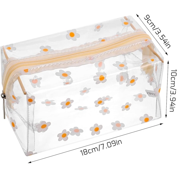 2 st transparent pennfodral stor pennväska skrivmaterialväska kosmetikväska, prästkragemönster, PVC transparent kosmetikväska