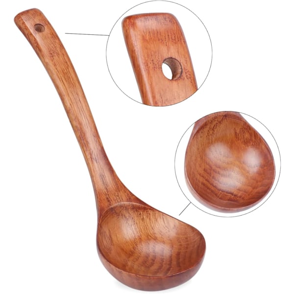 Træsuppe Ske, Træ Lang Suppeskejs Rice Sukker Salt Ske, Grød Ske, 24,5x7,5cm