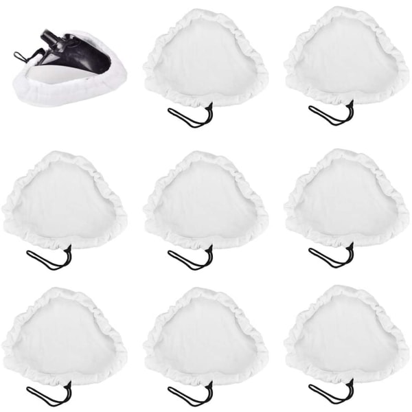 8-pack Ångmopp Ersättningsdukar Mikrofiber Ersättningsdukar Tvättsbara Golvdukar Triangel Ersättningsdynor (Vita)