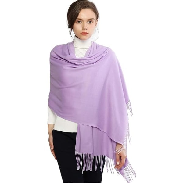 Dame Skjerf Pashmina Sjal og Wraps for Bryllup Skjerf for Kvinner Vinter Lavender