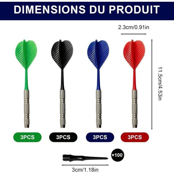 Pile - 12 Stykker - Jern og Plastik - Blød Spids - Til Elektroniske Dartskiver - 14g