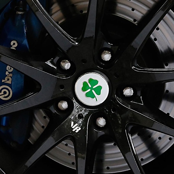 1 stk. Grøn Kløver Dag Emblem Til Alfa Romeo Firkløver Krom Metal Bil Styling Badge Bilmærkat Kærlighed Sundhed Lykke Symbol Style 3