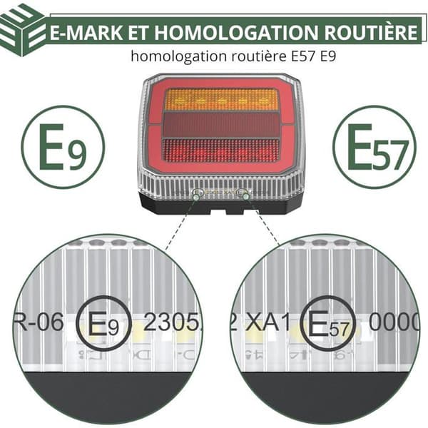 Trailerbaglygter - Sæt med 2 - 40 LED-enheder IP65 - Multifunktion E-mærke 12V-30V - Til vægt L