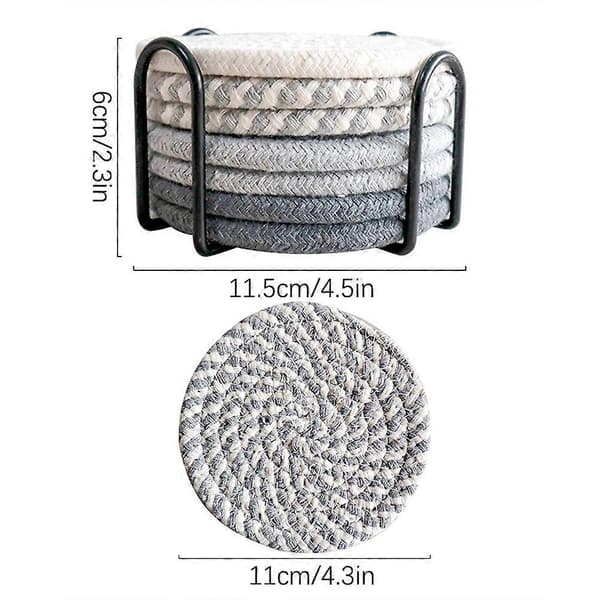 8 stk. bomullsvevde coastersett med holder, superabsorberende sklisikre koppmatter for restaurant B