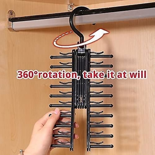 20 rader Tie Rack Bälte Scarf Hanger 360rotating Closet Organizer