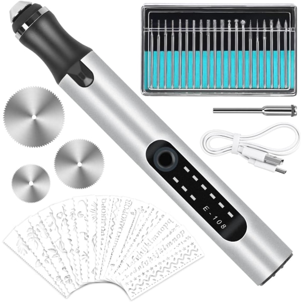 Engraving Pen, Electric Engraving Tool Kit USB Rechargeable Engraver Etching Pen Micro Cordless Carve Tool