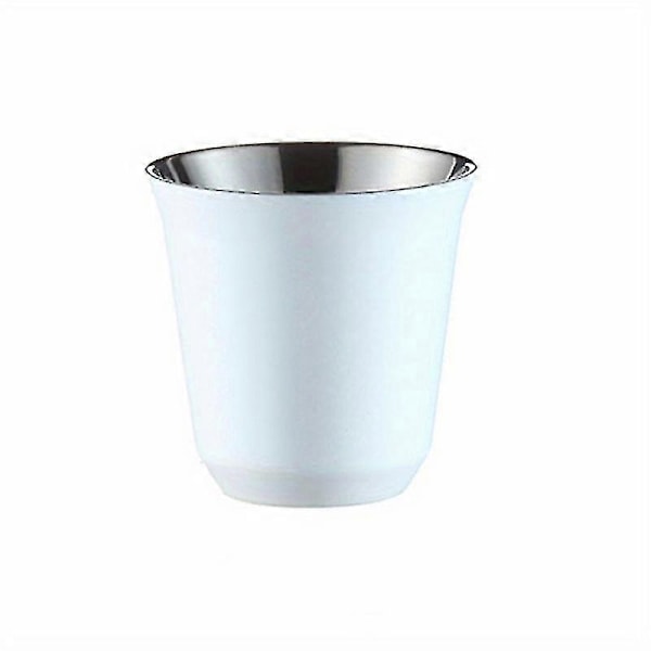 1 stk., Espresso kaffekop, 304 rustfrit stål kaffekrus, dobbeltvæggede tekopper, bærbare drikkekopper, til vandreture, camping, udendørs dekoration, sommer Wi white Large