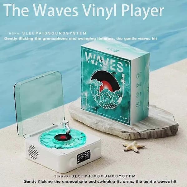Lumena Lamp Record Player, Waves vinyylisoitin Bluetooth-kaiutin 4 säädettävällä tilalla greem