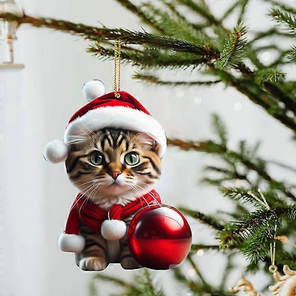 Tecknad Söt Katt 2023 Julgransprydnader Hängande Dekoration Gåva Jul Hängande Träd Personlig Hänge Festtillbehör F2