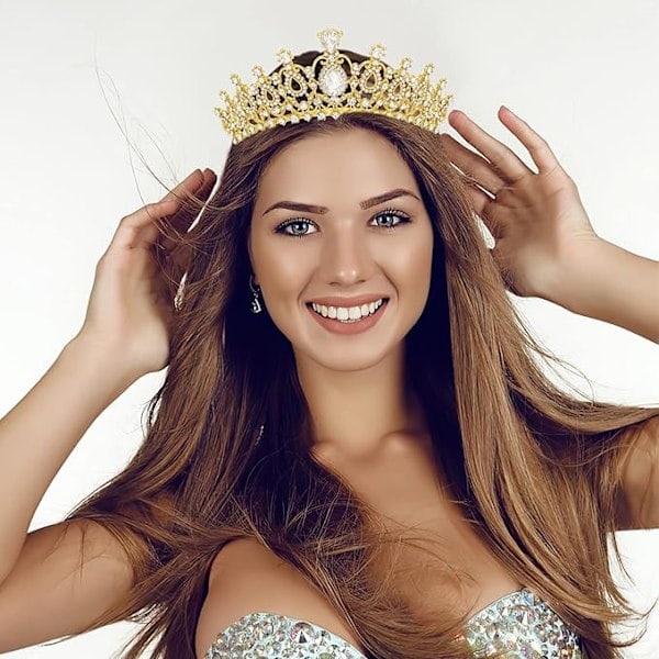 Tiara krystallkrone med strasskam, egnet for brudekrone, bryllup, skoleball, barnekrone, prinsessekrone