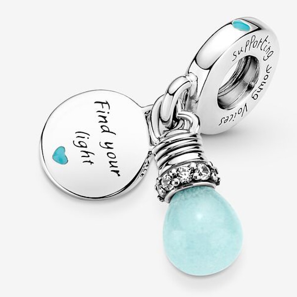 Pandora Charm Hänge i S925 Sterling Silver Ljusande Glödlampa 2 i 1 791123C01, Inkluderar Originalask
