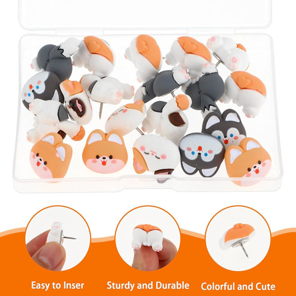 20 stk. Søde Push Pins Dyr Corgi Kat Push Pins Dekorative Tommelfinger Pins til Fotos Plakater Kort Æstetiske Sjove Push Pins til Korktavle Opslagstavle