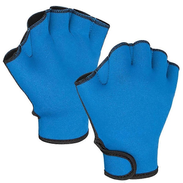 Aqua Handsker med Webbet Design til Padling - Fitness Vand Aerobic og Svømning Modstandstræning Åndbar Universelle Handsker Blue S