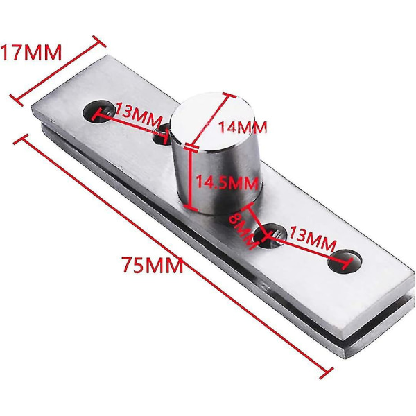 360 Graders Drejehængsel, 2 Rustfrit Stål Dør Center Pivot Hængsler, Heavy Duty Skjult Drejehængsler Med Fastgørelsesskruer (75 X 17mm)