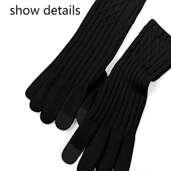 Vinter touchscreen handsker Unisex strikkede termohandsker Black