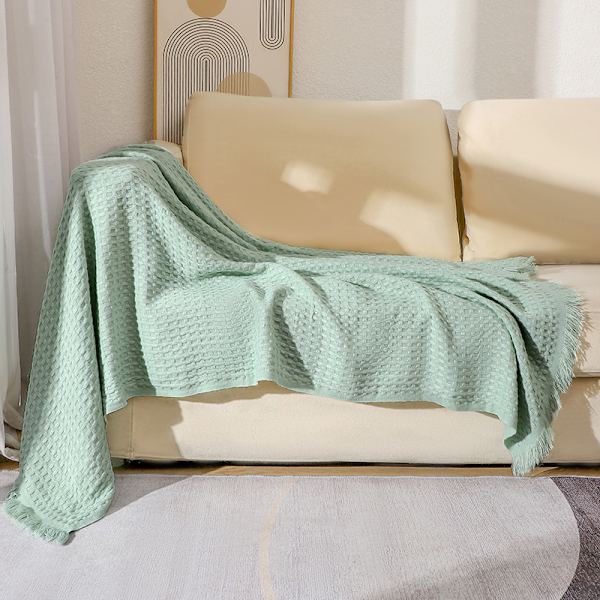 Vaffeltepper, sofatepper, strikkede tepper, luftkondisjoneringstepper Mint green